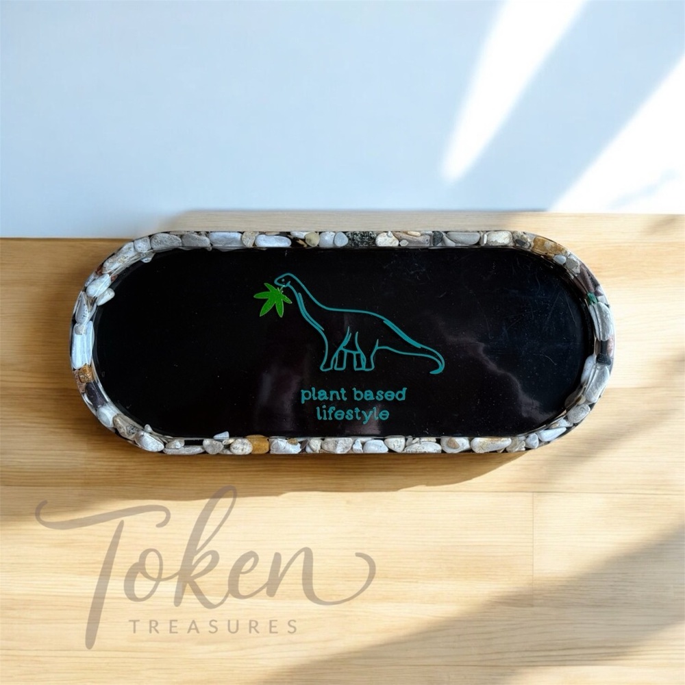 Black Tray with Dinosaur Design